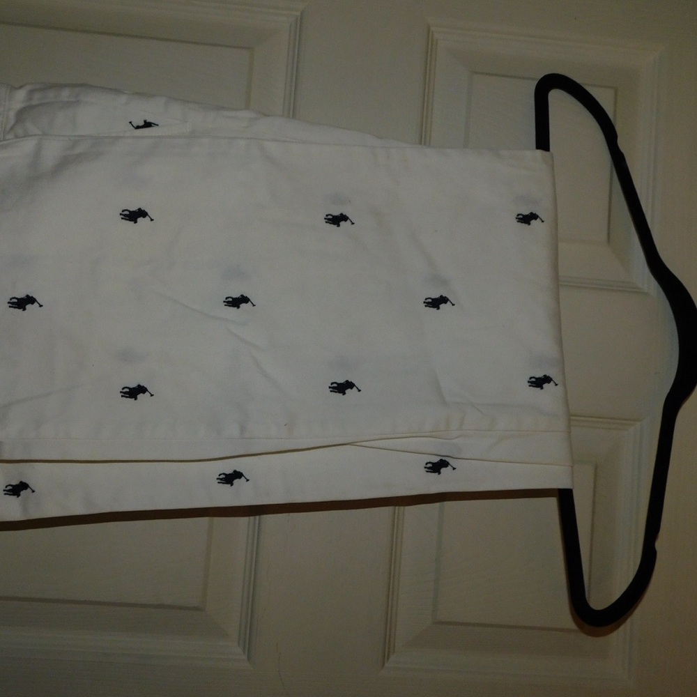 Ralph Lauren White Cropped Pants with Black Embroidery